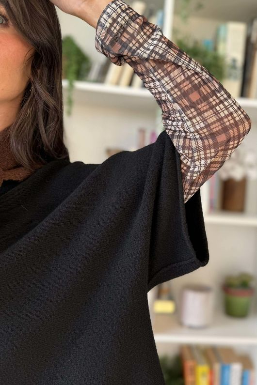 Bobby Mesh Layering Top Nevis Plaid Black